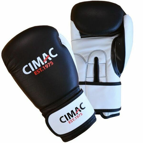 Cimac Leather Boxing Gloves Black/White 16oz